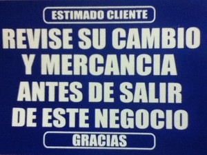 Revise su Cambio y Mercancía.